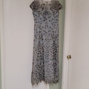 JS COLLECTIONS mint/blu/beige embroidery sz 10-14